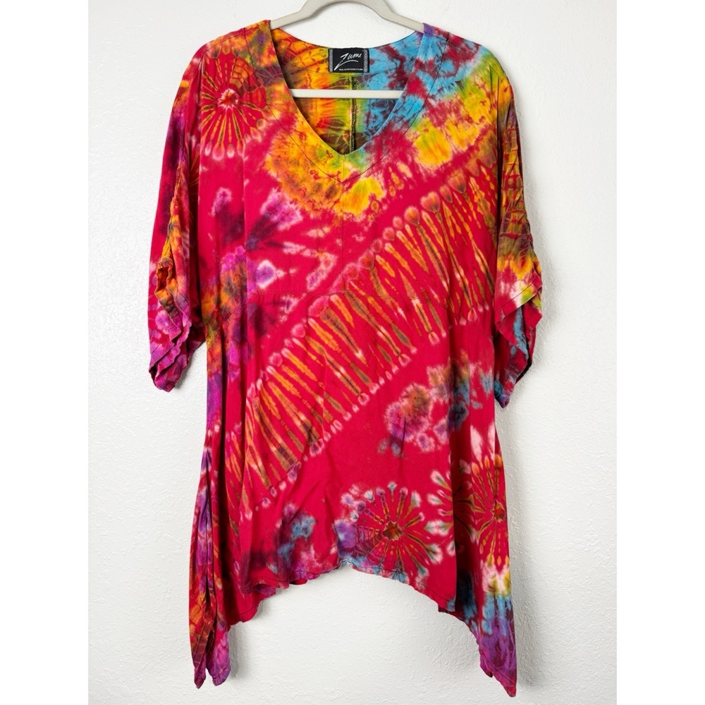 Zumi tie dye oversized top tunic asymmetrical OS